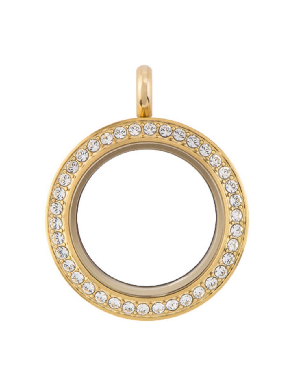 Origami Owl Medium Gold with Clear Crystals Twist Locket